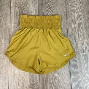 NIKE WOMEN'S DRI‎ FIT ULTRA HIGH WAISTED XS SHORTS Mustard NEW Bottoms